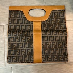 Fendi Vintage Coated Canvas Zucca Fold Over Tote.